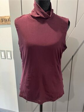 Calvin Klein Sleeveless Mock Neck Top in Burgundy